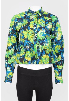 Blouse with floral print and peplum