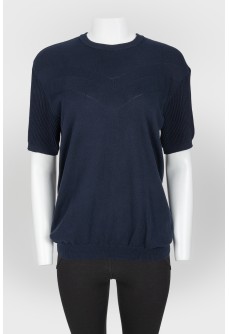 Blue jersey T-shirt with elastic band