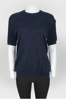 Blue jersey T-shirt with elastic band