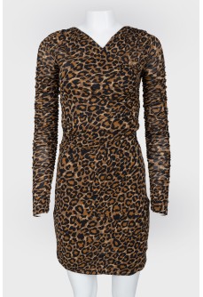 Leopard wrap dress with tag