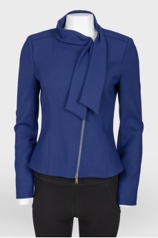 Blue jacket with asymmetric zip