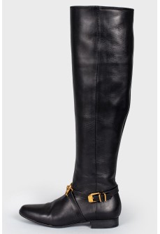 Tall black boots with logo