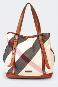 Textile bag with check pattern