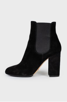 Suede booties with rubber inserts