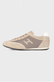 Male brown sneakers from suede