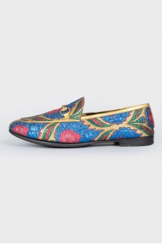 Leather multi -colored loafers