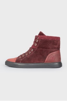 Bordeaux suede insulated sneakers