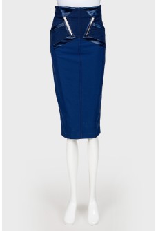 Blue pencil metallic inserts skirt