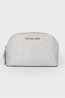 Cosmetic silver sequins and tag bag