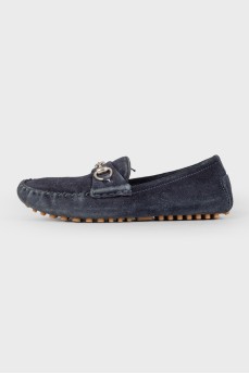Kids suede navy blue loafers