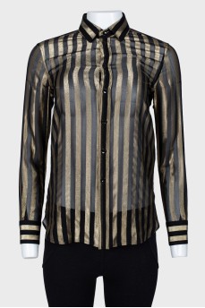 Transferred striped blouse with tag