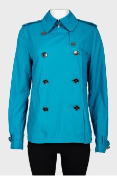 Blue short double-breasted coat