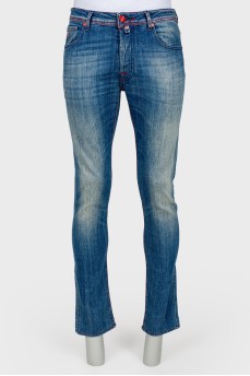 Men's jeans with red stitch