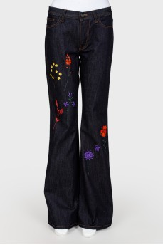 High-fit embroidery jeans