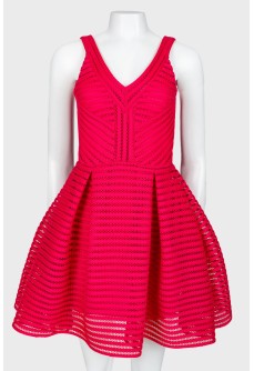 Pink mesh dress with puffed skirt