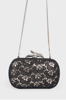 Black lace on the chain clutch bag