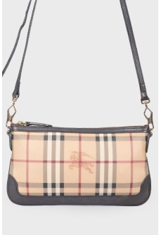 Brown leather zipper handbag