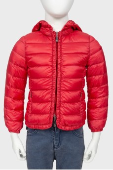 Children's red hooded jacket