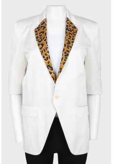 White leopard collar jacket