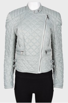 Blue quilted zipper jacket