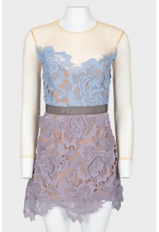 Lace translucent mini dress