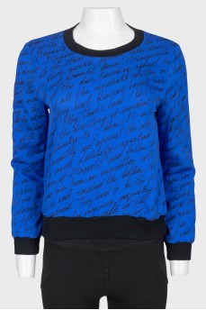 Sweatshirt text print blue