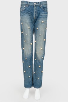 Large pearls jeans