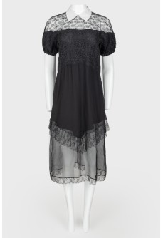 Black dress with lace inserts