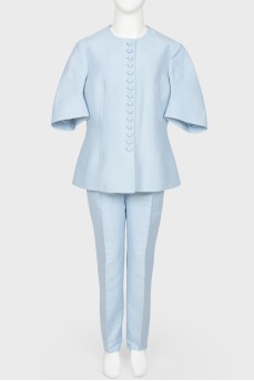 White-blue suit with a fitted jacket