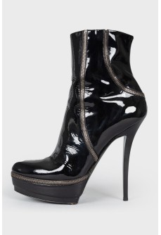 Patent stiletto ankle boots