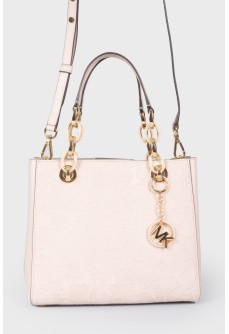 Pink handbag with flowers