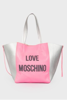 The bag is silver-pink