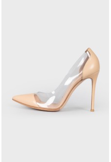 Stiletto heels with transparent inserts
