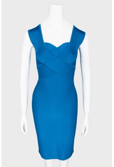 Blue tight sleeveless dress