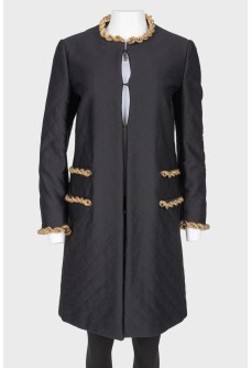 Quilted solid metal embellishments coat
