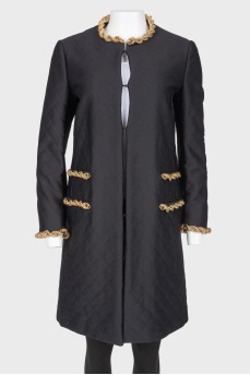 Quilted solid metal embellishments coat