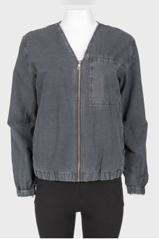 Gray men's zippered bomber, with tag