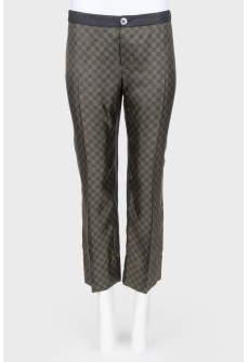 Cropped signature print trousers