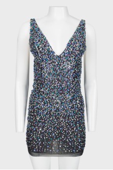 Evening multicolored sequins dress