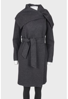Wool coat with belt