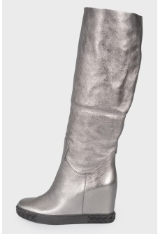 Silver leather boots