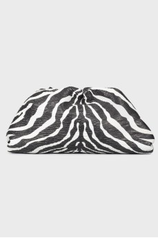 Pouch leather bag in zebra print