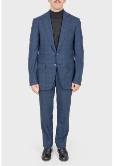 Men\'s blue checked suit