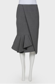 Gray woolen skirt behind the zipper