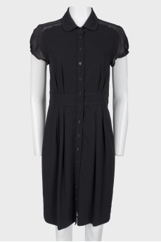 Black wool button up dress