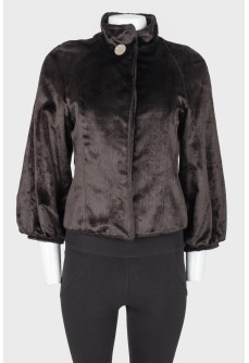 Short fur coat made of eco-fur