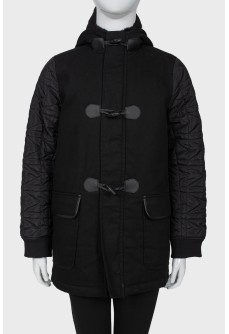 Black children\'s coat with hood