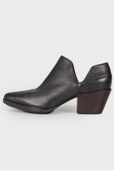 Leather booties with cutouts on the sides