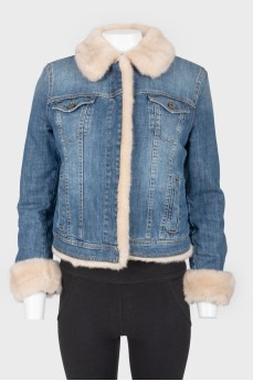 Denim jacket with artificial fur