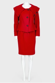 Red wool suit